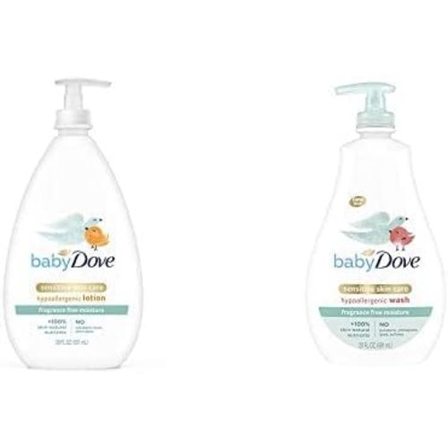 Baby Dove Fragrance FreeLotion, Sensitive Moisture, 20 oz andBaby Dove Tip to Toe Baby Wash Sensitive Moisture 20 oz