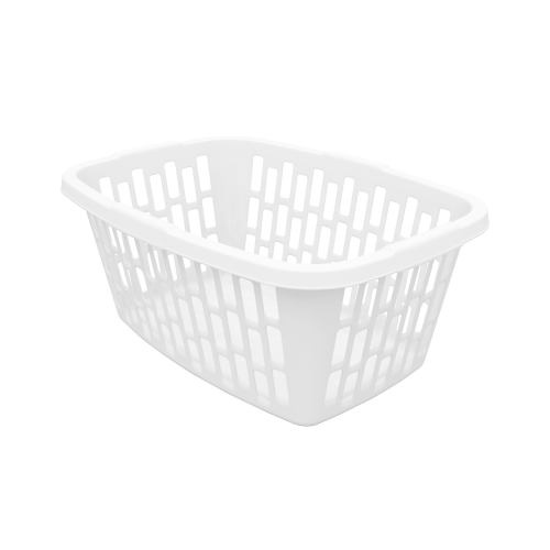 Mainstays Rectangle Laundry Basket 1.5 Bushel Plastic White Ventilated Durable Storage