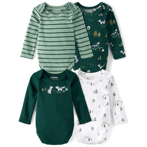 Baby Boys Fox Bodysuit 4-Pack - Green