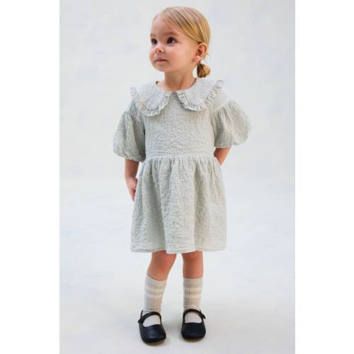 PUFF-SLEEVED COTTON DRESS