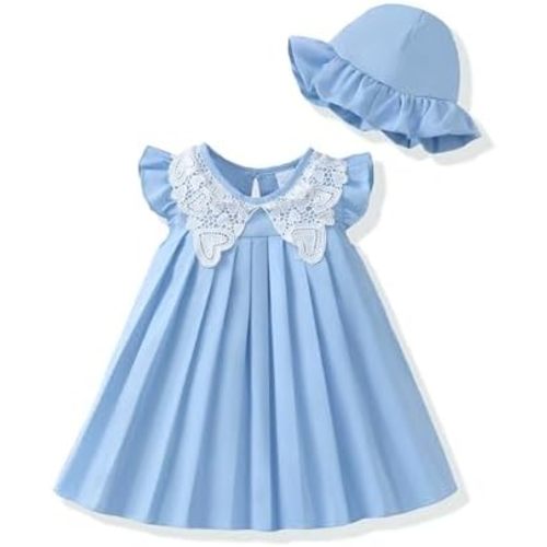 Renotemy Newborn Infant Baby Girl Dresses Summer Outfits Boho Casual Sundress Gifts Toddler Clothes for Girl with Hat and Bag
