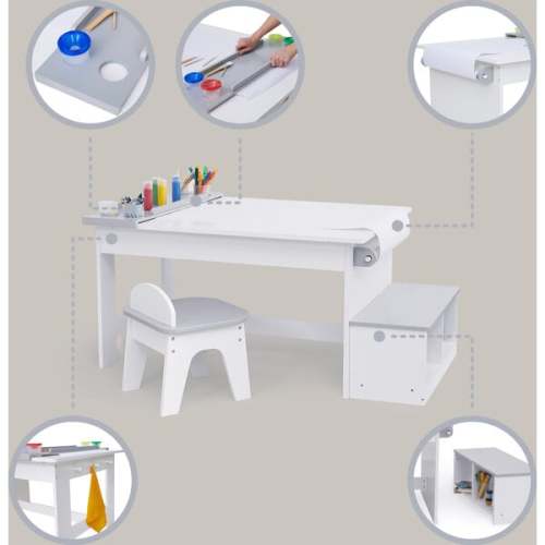 Fantasy Fields by Teamson Kids - Little Artist Monet Play Art Table Kids Furniture, White/Gray - Fantasy Fields by Teamson Kids | Maisonette