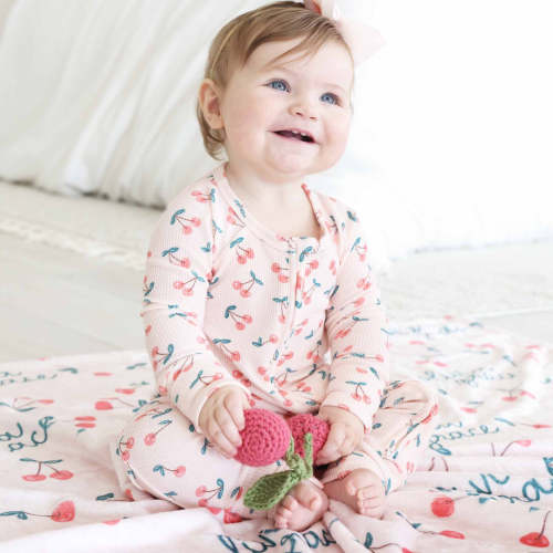 Cherry On Top Bamboo Waffle Convertible Zip Romper