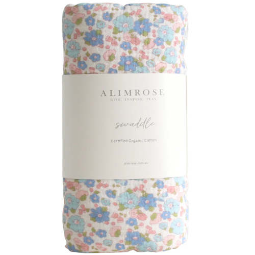 Muslin Swaddle Blue Floral