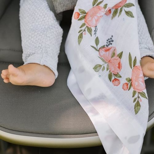 Little Unicorn Security Blankets 3 Pack | 100% Cotton Muslin with Satin Border| Super Soft and Breathable | Baby, Infant, Toddler | Lovey for Boys and Girls | Watercolor Roses