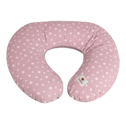 Ergonomic 100% Cotton Nursing Pillow for Breastfeeding, Support, Tumy Time. Original Standard Size, Removable Cover. Pink, Amamantas