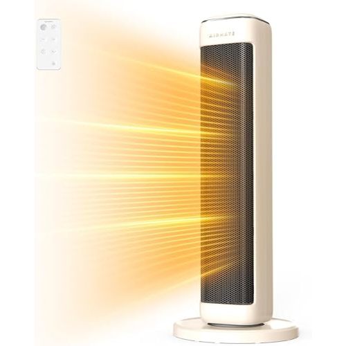 25" Space Heaters For Indoor Use Large Room, Electric Heaters For Indoor Use with Thermostat, Oscillating Room Heaters with Timer, Remote Control, Overheat Protection Tower Heater for Bedroom (Beige)