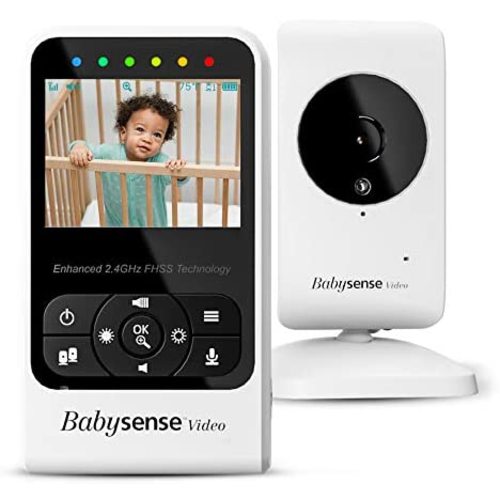 New Babysense Video Baby Monitor with Camera and Audio, Long Range, Room Temperature, Infrared Night Vision, Two Way Talk Back, Lullabies and High Capacity Battery, Model V24R
