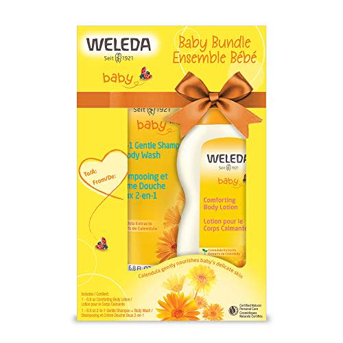 Weleda Baby Calendula Body Lotion and Shampoo-Body Wash Bundle, 6.8 Fluid Ounce (Pack of 2), Plant Rich Baby Care with Calendula and Sweet Almond Oil
