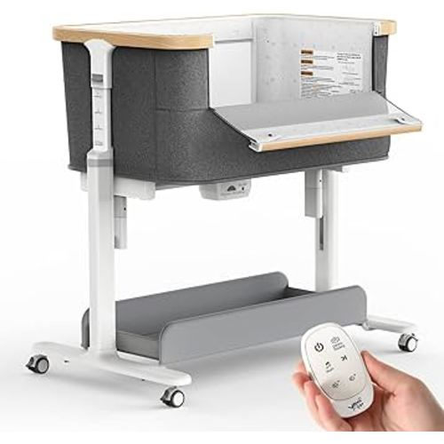 Rocking Bassinet for Baby Electric Bassinet Bedside Sleeper 2 Rocking Motion Baby Crib Co Sleeper for Newborn Baby 5 Height Adjustable,Dark Grey