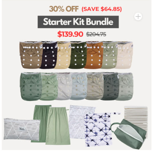 Cloth Diaper Starter Kit - Green