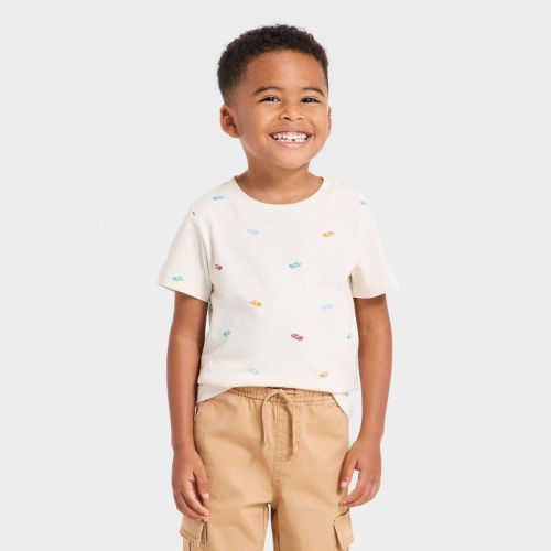 Toddler Boys' Classic Fit Graphic T-Shirt - Cat & Jack™ Cream 3T