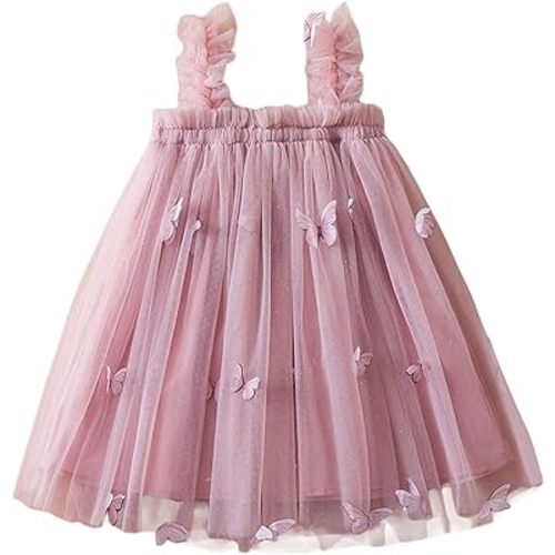 Nileafes Toddler Summer Dress Baby Girl Strap Floral A Line Dress Sleeveless Beach Butterfly Sundress for Toddler Girl