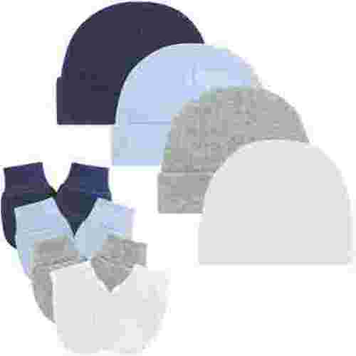 Baby Beanies for Boys Girls Newborn Infant Hat with Mittens Cute Cotton Hospital Hats for 0-6 Months