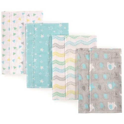 Luvable Friends Baby Cotton Flannel Burp Cloths 4pk, Basic Elephant, One Size