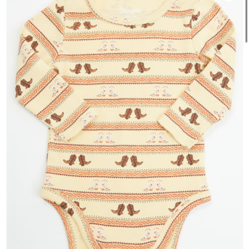 Wrangler Infant Boys' Cowboy Boot Long Sleeve Snap Onesie
