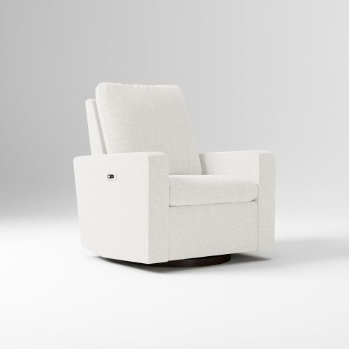 Harmony Swivel Glider Recliner Power Performance Chunky Boucle White