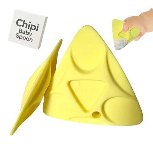 Chipi Baby Spoon – Developmental Pincer Grasp Self Feeding Spoon System for Babies 6+ Months First Stage Training, Baby Led Weaning (BLW), Silicone Pre-Spoon with Flat, Soft Tip Baby Essentials