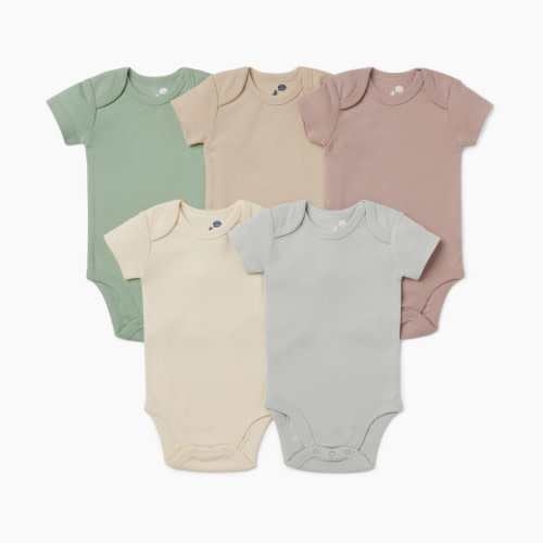 Small Story Short Sleeve Bodysuit Solid (5 Pack) - Dusty Neutrals, 3-6 M