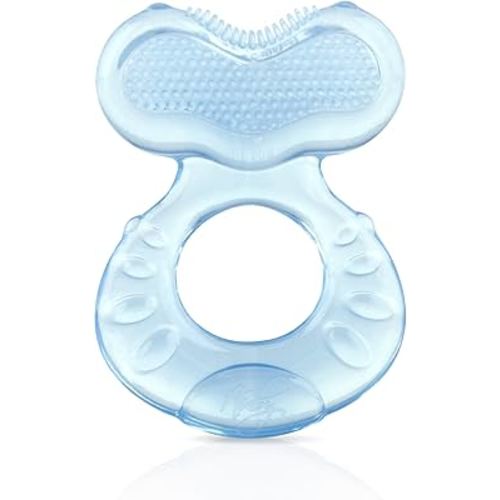 Nuby Silicone Teethe-eez Teether with Bristles, Includes Hygienic Case, Blue