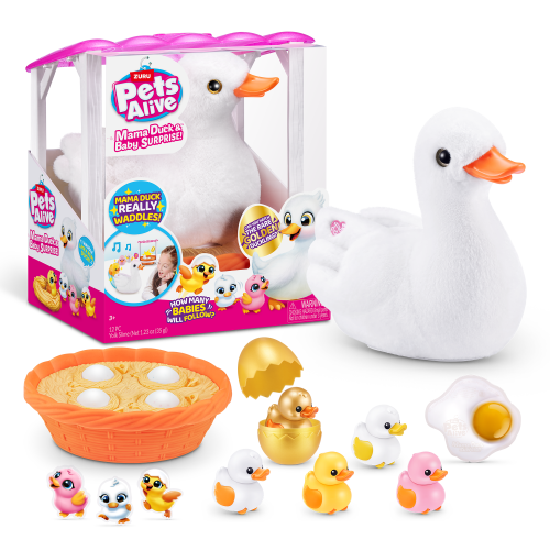 Pets Alive Mama Duck & Baby Surprise, Nurturing Play Surprise Hatching Interactive Girls' Toy by ZURU