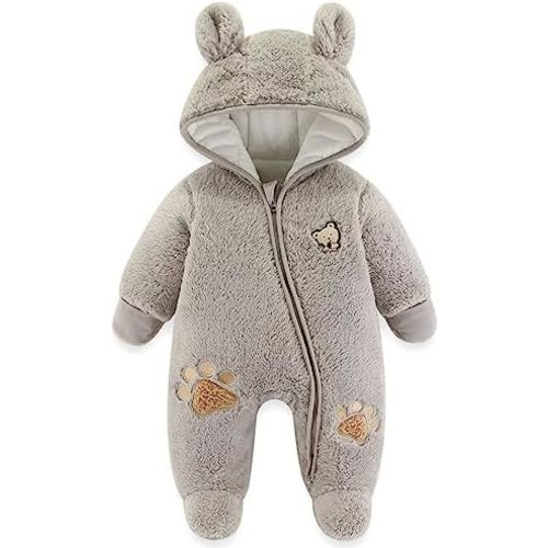 Fairy Baby Newborn Baby Snowsuit Bear Onesie Footie Romper Winter Thick Fleece Jumpsuit Infant Coat for Girls Boys 0-12M
