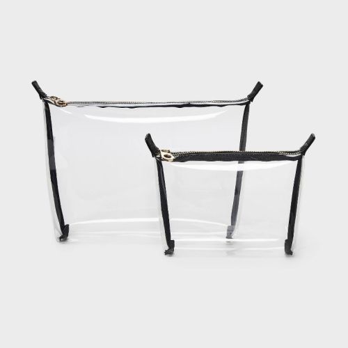 Travel Bag Pouch System - Universal Thread™ Clear: Solid TPU Vinyl Clutch, Zip Closure, 10.25" x 7" x 3.25"