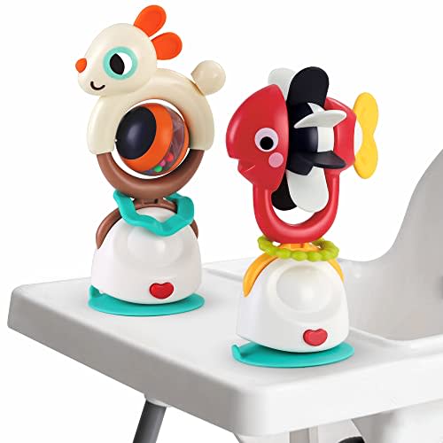 iPlay, iLearn Baby Rattle Toys 6-12 Month, Babies High Chair Suction Animal Rattles, Infant Crib Carseat Activity Tumny Play Time Toy, Development Newborn Gifts for 6 7 8 9 12 18 Month Old Boy Girl