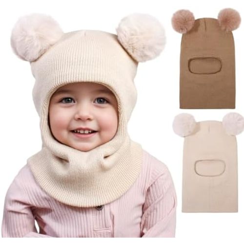 ENBAOHUI Baby Winter Hat Scarf 2 Packs Toddler Winter Hat Boys Girls Beanies for Kids Knit Warm Kids Beanie hat 1-6T
