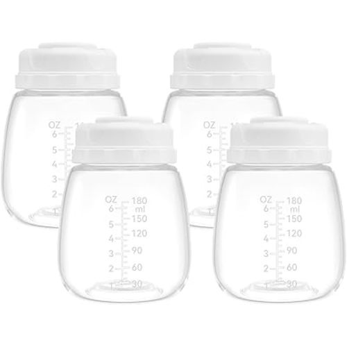 Breast Milk Storage Bottles, Replacement for Lansinoh Bottles Spectra Bottles for Pumping, Compatible with Spectra S1 S2 9 Plus, Motif Luna, Ameda MYA Bottles, 6oz/180ml, Wide Mouth, 4 Pack