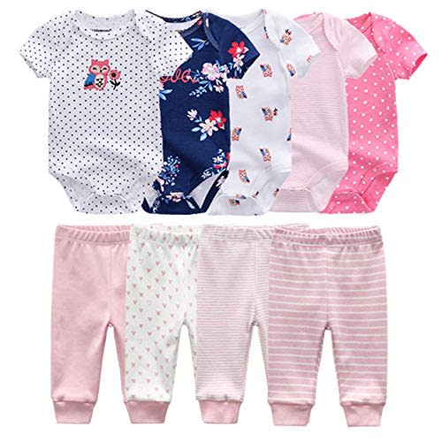 Baby Layette Set Baby Boys' 9-Piece Bodysuits Pants Set Toddler Girl Boy Unisex Baby Gift Sets