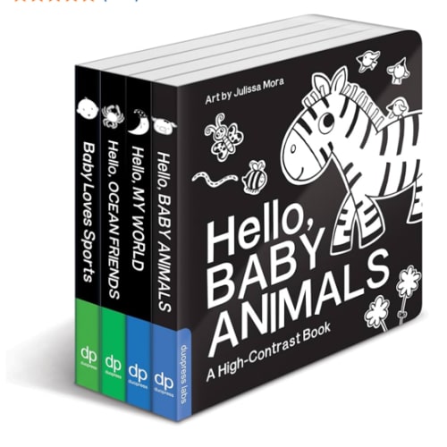 High Contrast Baby Book Set: 4 Board Books for Newborns