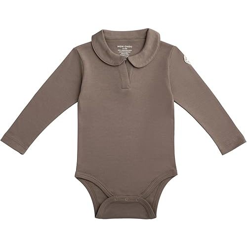 MON CHOU - Premium Long Sleeve Bodysuit: Cocoa / 3-6M