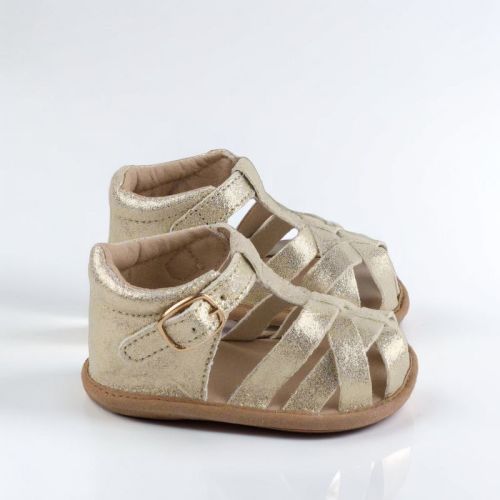 Little Love Bug Closed Toe Sandal Gold Sparkle Size 2