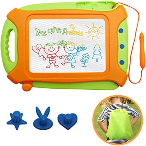 Magnetic Drawing Board for Toddlers,Travel Size Toddlers Toys A Etch Toddler Sketch Colorful Erasable with One Carry Bag Magnet Pen and Three Stampers