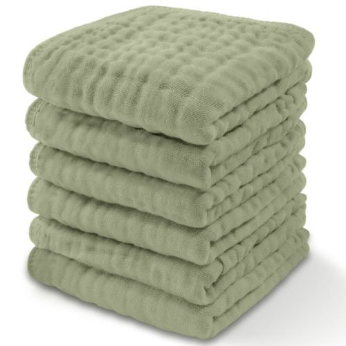 Baby Washcloths Muslin Cotton, Large 10”x10” By Comfy Cubs