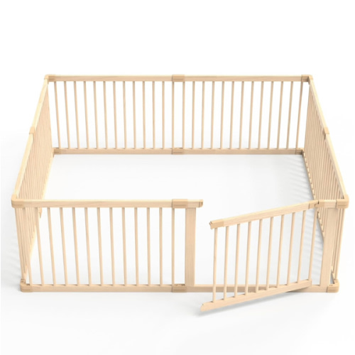JimberBay Wooden Baby Playpen, X-Large Size Adjustable Baby Playard for Babies and Toddlers with Safety Gate, CPC Certified Play Fence