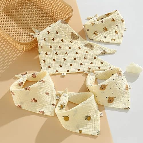 Baby Bibs or Bandana Bibs, 100% Organic Cotton, Pack of 5, Unisex, Soft, Washable, Sustainable. CPC CERTIFICATION
