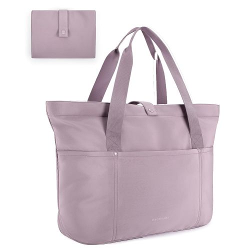 BAGSMART Tote Bag for Women, Foldable Tote Bag With Zipper Travel Large Shoulder Bag Handbag for Work-16.5''l X 6''wx 14''h