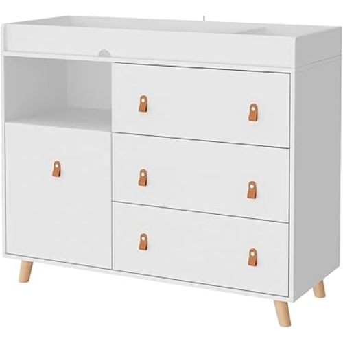 Lovinouse Baby Changing Table Dresser, Premium Nursery Dresser with 3 Drawers, Diaper Changing Station Table for Boys and Girls (4 Drawers)
