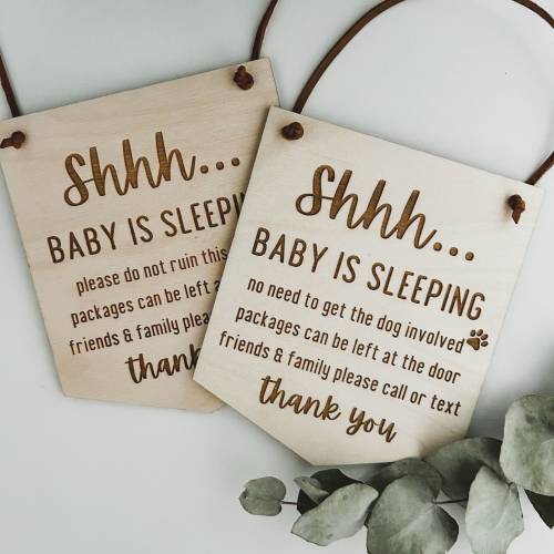 Shhh Baby Sleeping Sign | Don’t Wake the Baby | Dog Custom Wood Sign | Baby Gift | Baby Napping Sign | Keepsakes