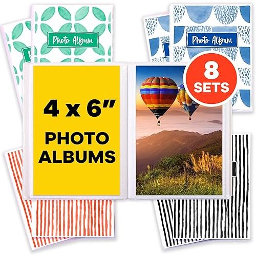 Photo Albums for 4x6 Pictures - (Set of 8), by Paper Plan, Mini Albums, Each Can Hold Up To 36 Photos, Works With Portrait and Landscape Pictures - Perfect for Storing Beautiful Memories