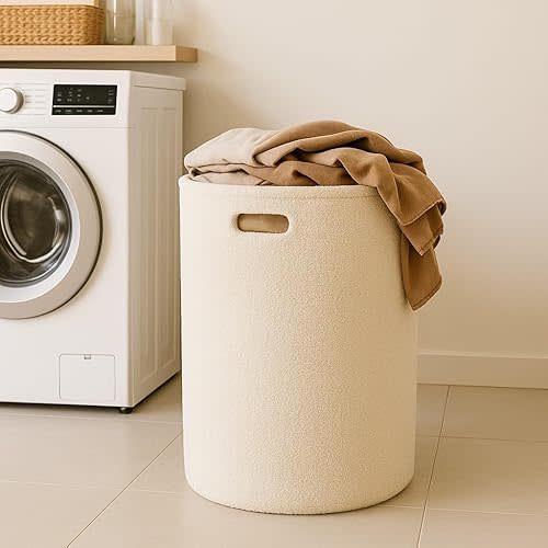 Laundry Basket Hamper – Fleece Basket for organizing, Décor and Toys, Clothes Hamper – For Baby Kids Room, Nursery, Bedroom, Living Room – XL, Cream
