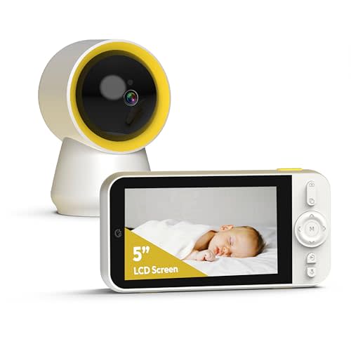 Ellie Baby Monitor, 5" IPS Screen, 1080P HD No WiFi Camera, 6000mA Battery Life, 1000ft Long Distance, Smart Monitoring: Cry Detection, Virtual Fench, Sleep Analysis, 24hrs Playback, Anti-Noise