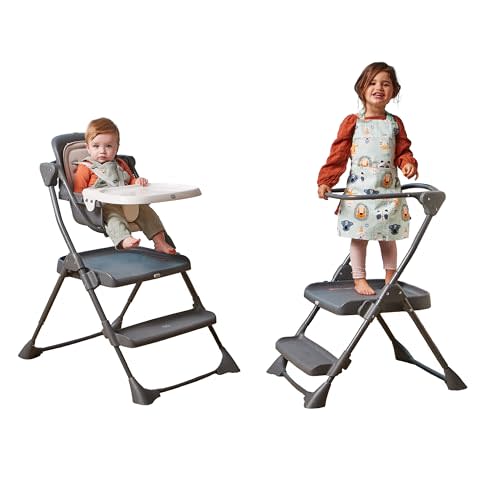 The First Years 2-for-1 Baby High Chair and Toddler Tower - Convertible Baby Chair to Toddler Step Stool - High Chairs for Babies and Toddlers - Toddler Kitchen Step Stools - For Mealtime and Playtime