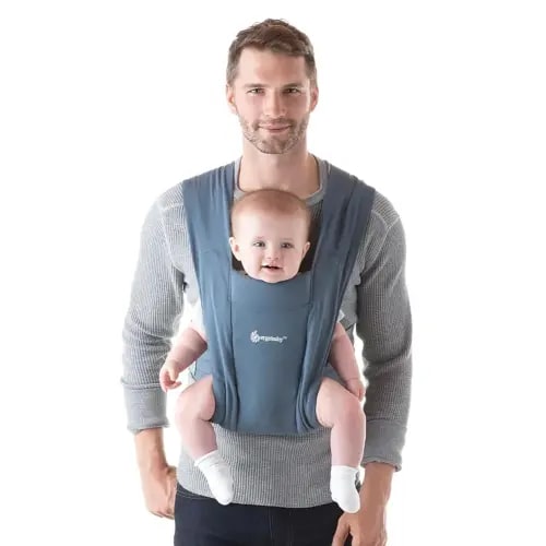 Ergobaby Embrace Baby Carrier Newborn to Toddler - Breathable Baby Carriers for Summer - Cozy Essentials (7-25 Pounds), Ponte Knit, Oxford Blue