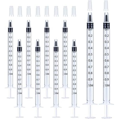 1ml Syringe for Liquid, Oral, Scientific Labs, Measurement, Dispensing, with Cap- 10 Pack 1ml Syringes