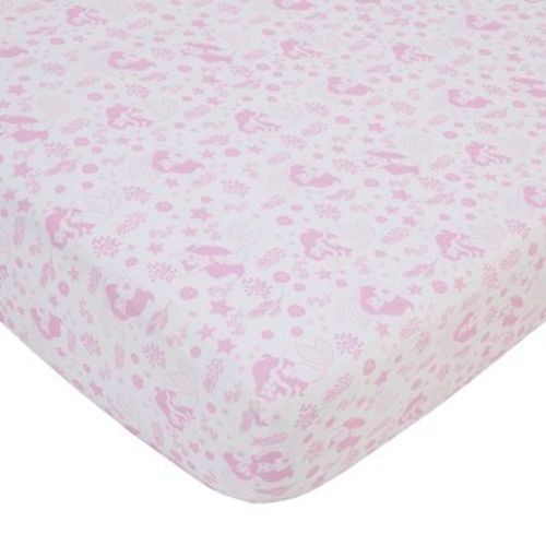 Nojo Disney The Little Mermaid Pink And White Ariel Cute By Nature Fitted Crib Sheet
