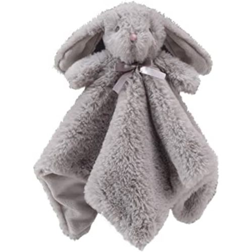 CREVENT Cozy Plush Baby Security Blanket Loveys for Baby Boys and Girls, Faux Fur Front + Mink Backing with Animal Face (Grey Bunny)