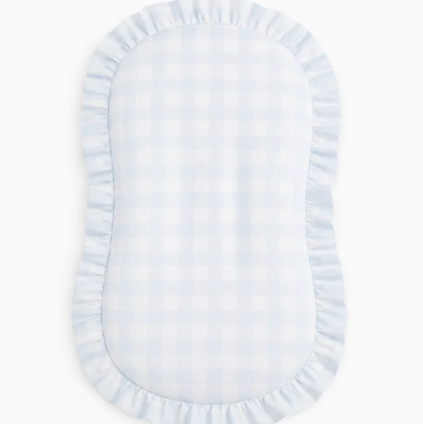Blue Checkered Ruffle Baby Lounger Cover